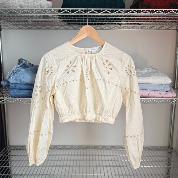 RHODE Tops - RHODE | Adeline Cotton Eyelet Crop Top